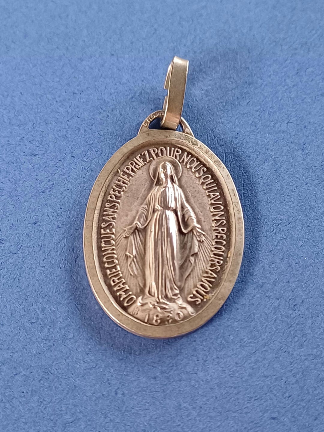 Vintage Religious Catholic French Oval Silver Plated Medal Pendant ...