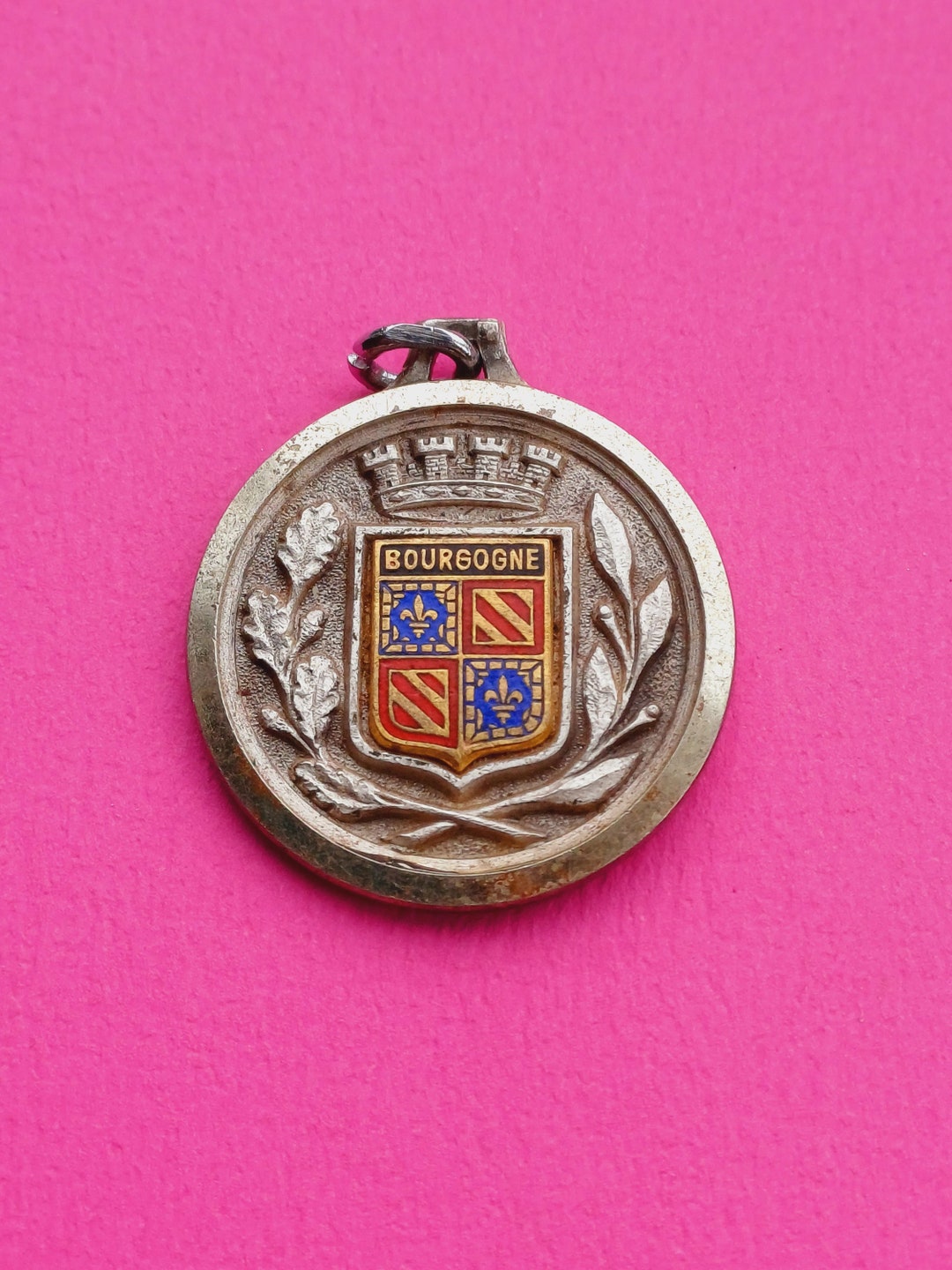 Vintage Religious Catholic French Silver Plated Medal Pendant of Saint ...