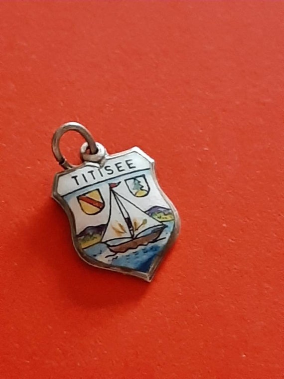 Vintage German silver 800 and enamel charm of Tit… - image 4