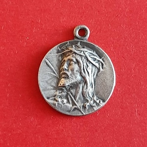 Vintage religious silver plated medal pendant of Jerusalem, Christ charm Jerusalem, Jerusalem medal pendant, Jerusalem Cross medal pendant