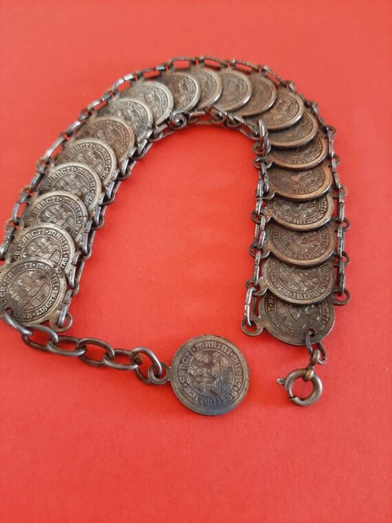 Bracelet Vintage Saint-Marin – Métal Argenté, Motif Pièce De Monnaie