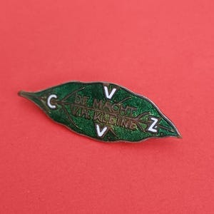 Broche vintage de hoja de esmalte verde bañado en plata, broche vintage de una hoja, El poder de lo pequeño, Fondo para la Epilepsia
