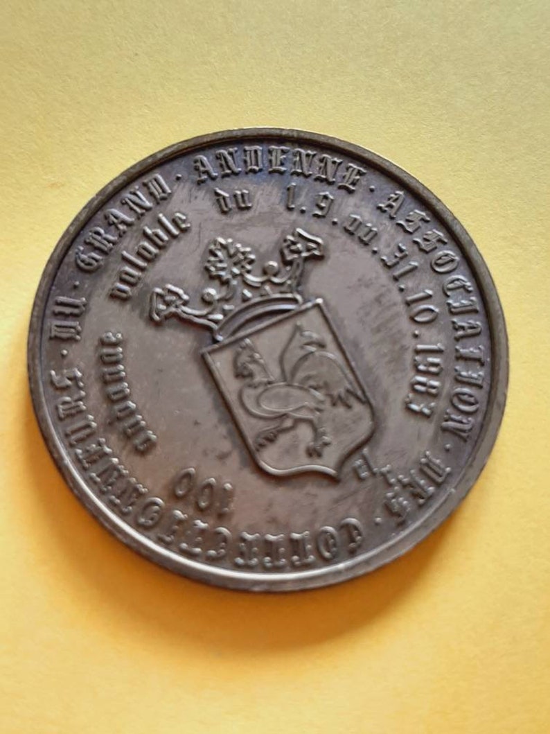 Vintage Belgium brass token of Place du Perron Andenne, Place du Perron, Andenne, La Ville Andenne, Namen Belgique image 4