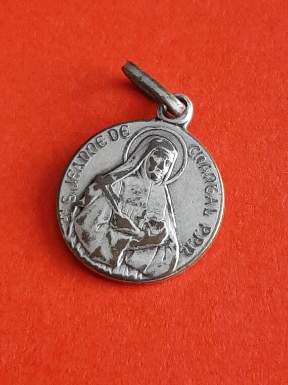 Vintage religious French silver plated signed med… - image 10