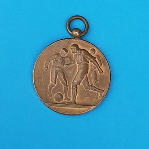 Vintage French sport football brass medal pendant, soccer medal pendant of St Paul, soccer souvenir, vintage art medal sport