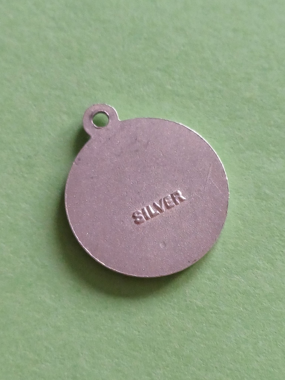 Vintage religious Catholic tiny silver medal pend… - image 7