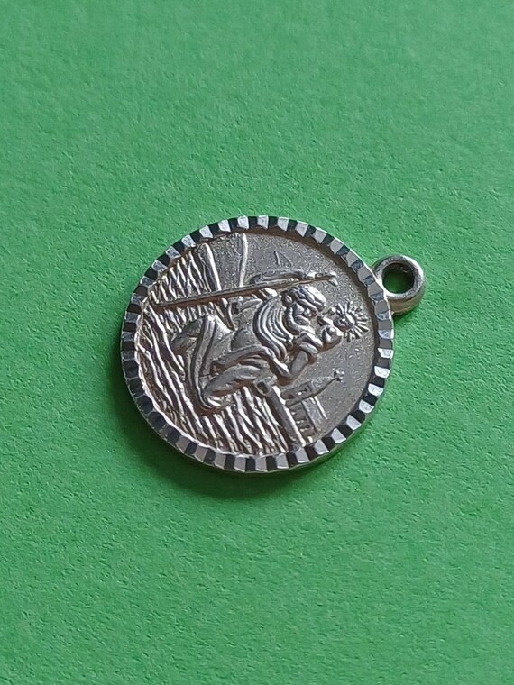 Vintage religious Catholic tiny silver medal pend… - image 5