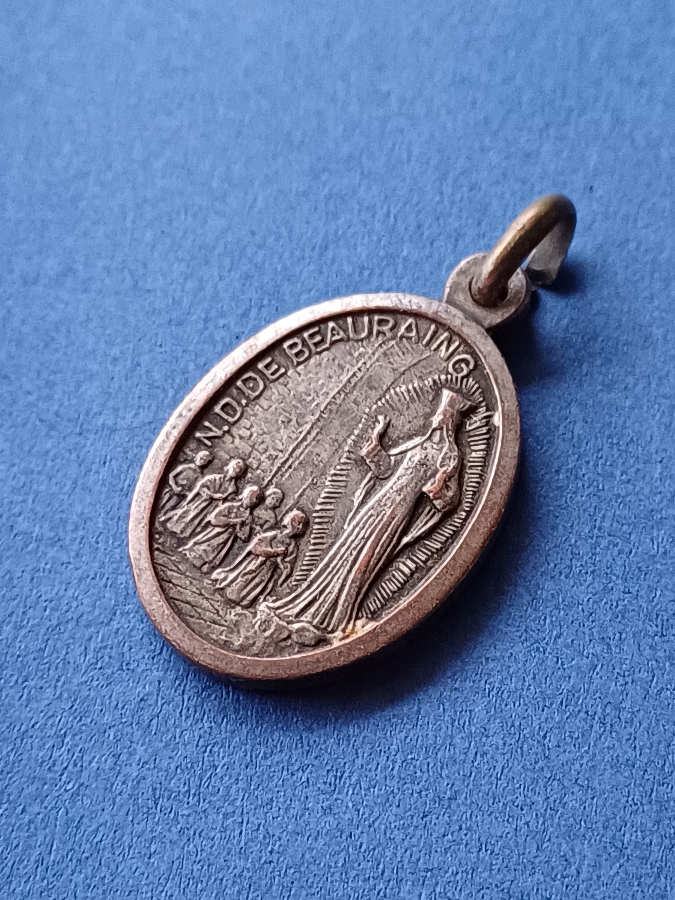 Vintage Religous Catholic Oval Silver Plated Medal Pendant of Our Lady ...