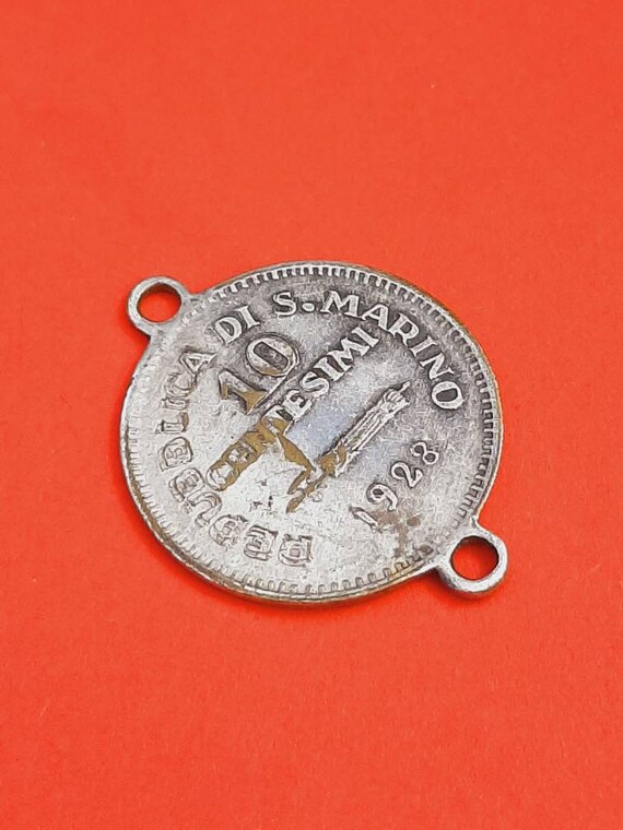 Vintage silver plated medal pendant charm of San … - image 7