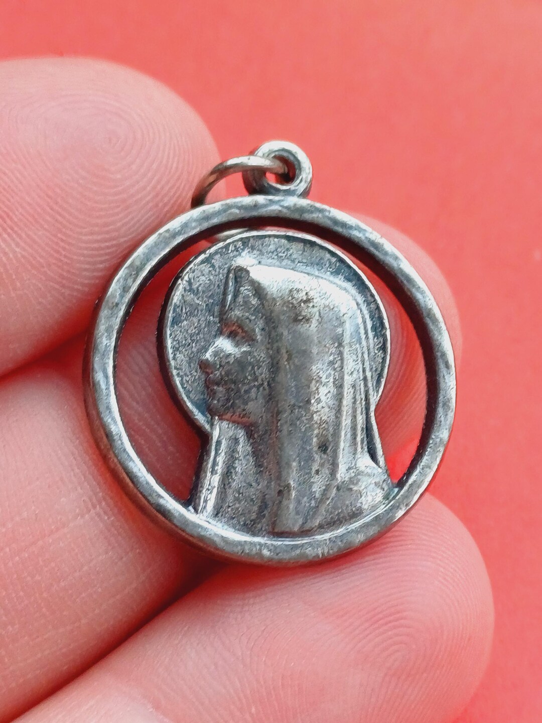 Vintage Religious Catholic Silver Plated Openwork Our Lady of Lourdes ...