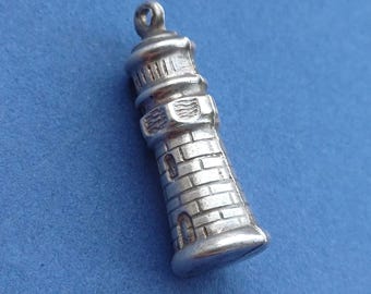 Ciondolo faro in argento vintage olandese molto dettagliato, ciondolo faro in argento vecchio