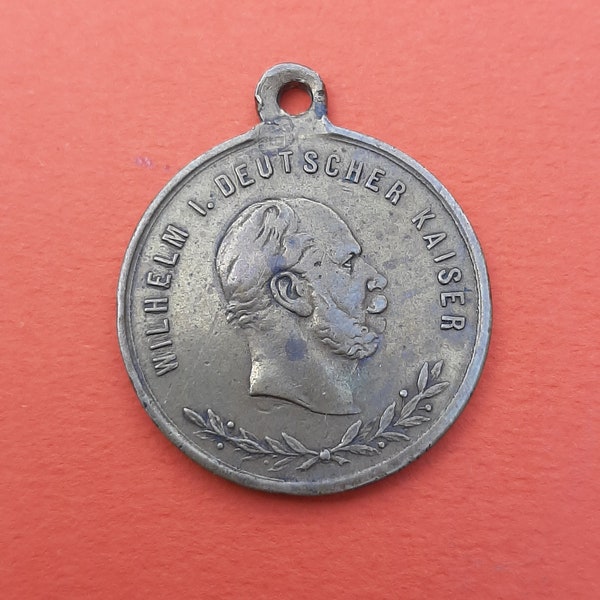 Antyczny mosiężny medal wisiorek medal Wilhelma Erste Deutscher Kaiser, medal wojskowy Parada Kaisera 1886 Strasburg Francja