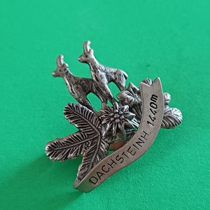 Vintage silver plated brooch of Dachtstein Steiermark Austria brooch, Dachstein souvenir with crest charm Steiermark, souvenir hat pin