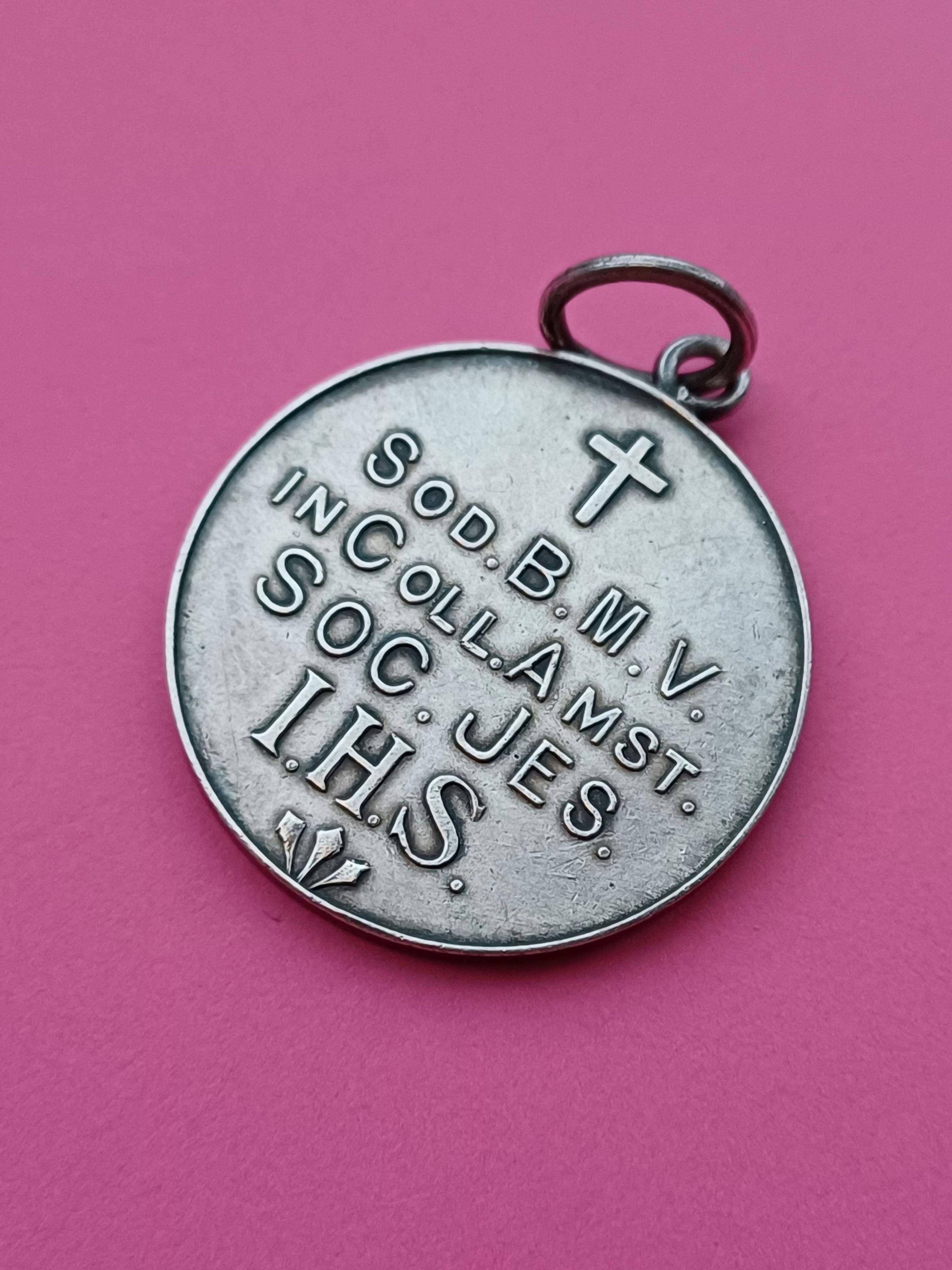 Vintage Religious Catholic French Signed Silver Plated Charm of Our ...