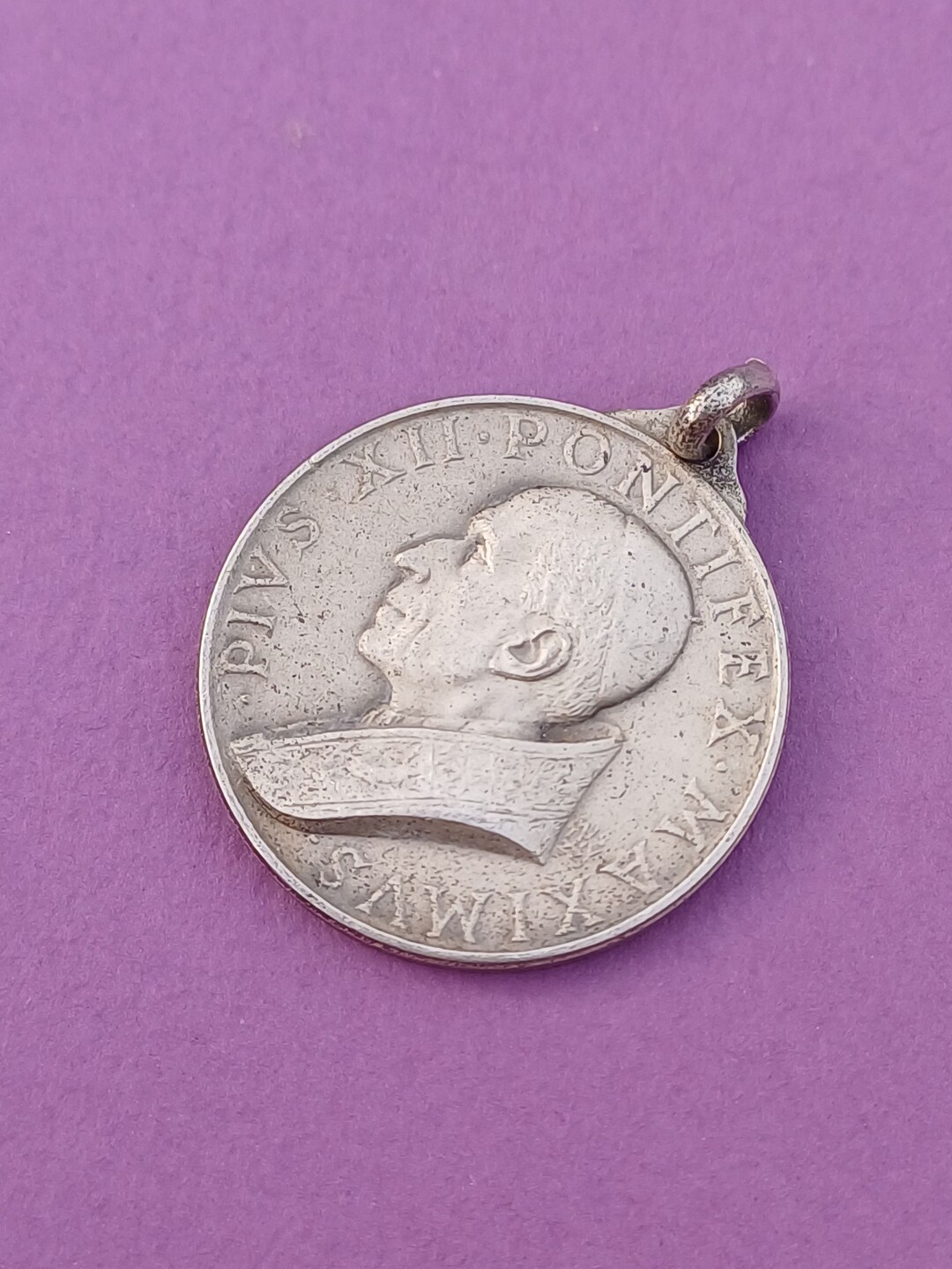 Vintage Religious Catholic Silver Plated Pope Pius XII Medal Pendant ...