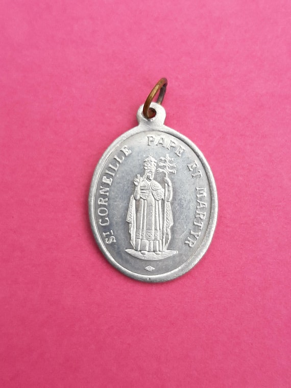 Religious Belgium aluminum patron medal pendant o… - image 2