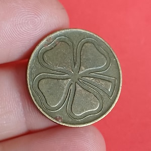 Żeton na monetę z mosiądzu, szczęśliwa czwórka, koniczyna, podwójna koniczyna, żeton na szczęście