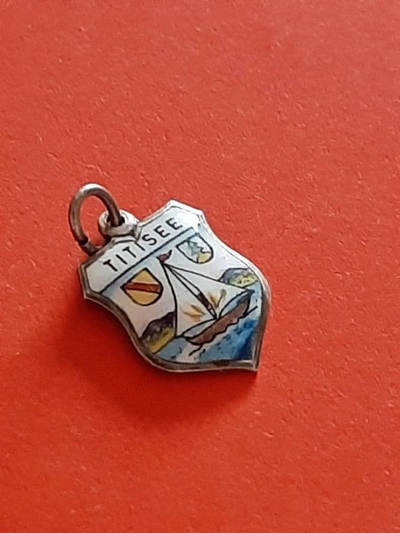 Vintage German silver 800 and enamel charm of Tit… - image 3