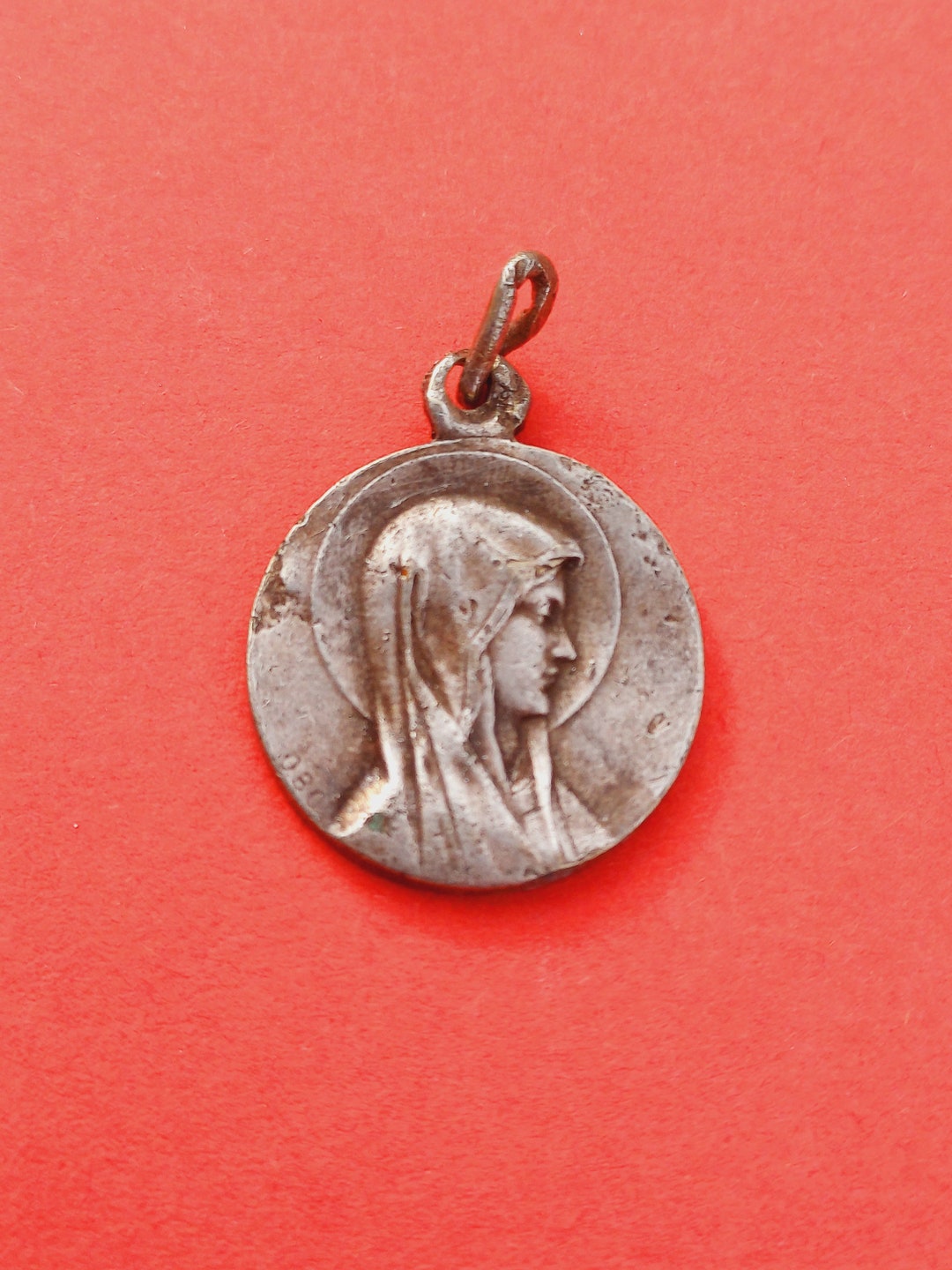Vintage Religious Catholic French Silver Plated Medal Pendant of Our ...