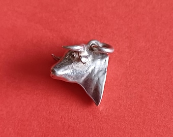 Vintage silver bull head charm, old Spanish bull charm, vintage torero charm, silver torero charm, bullfighter charm