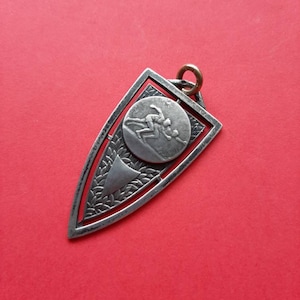 Vintage French, Cannes, silver plated, openwork, 1929 athletic medal, vintage, running, marathon medal pendant, seniors 60 meters medal