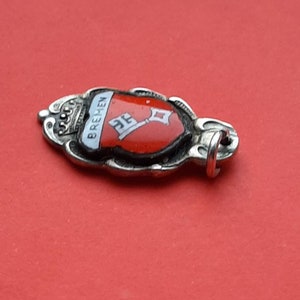 Vintage hallmarked silver and enamel German travel shield charm of Bremen Germany, travel shield Bremen, coat of arms Bremen Germany