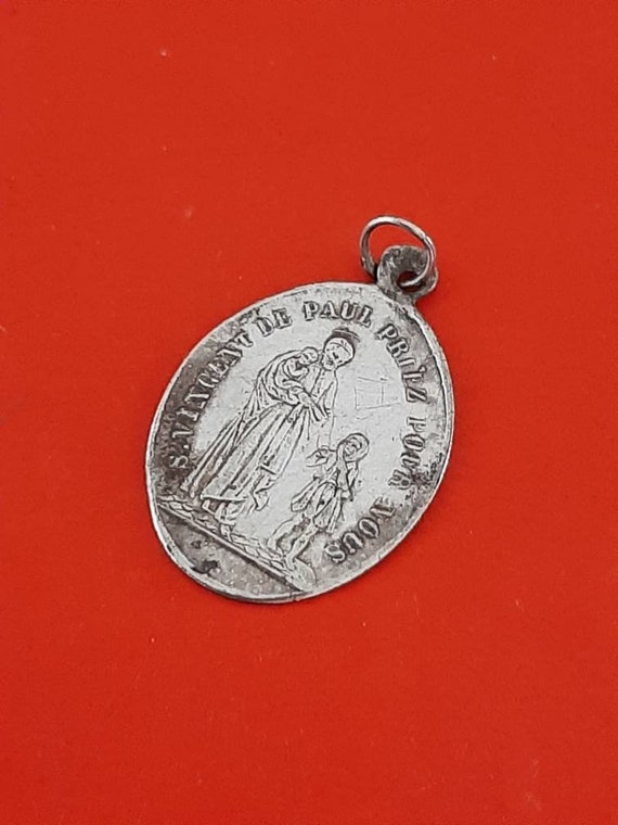 Vintage religious Catholic silver plated medal pe… - image 5