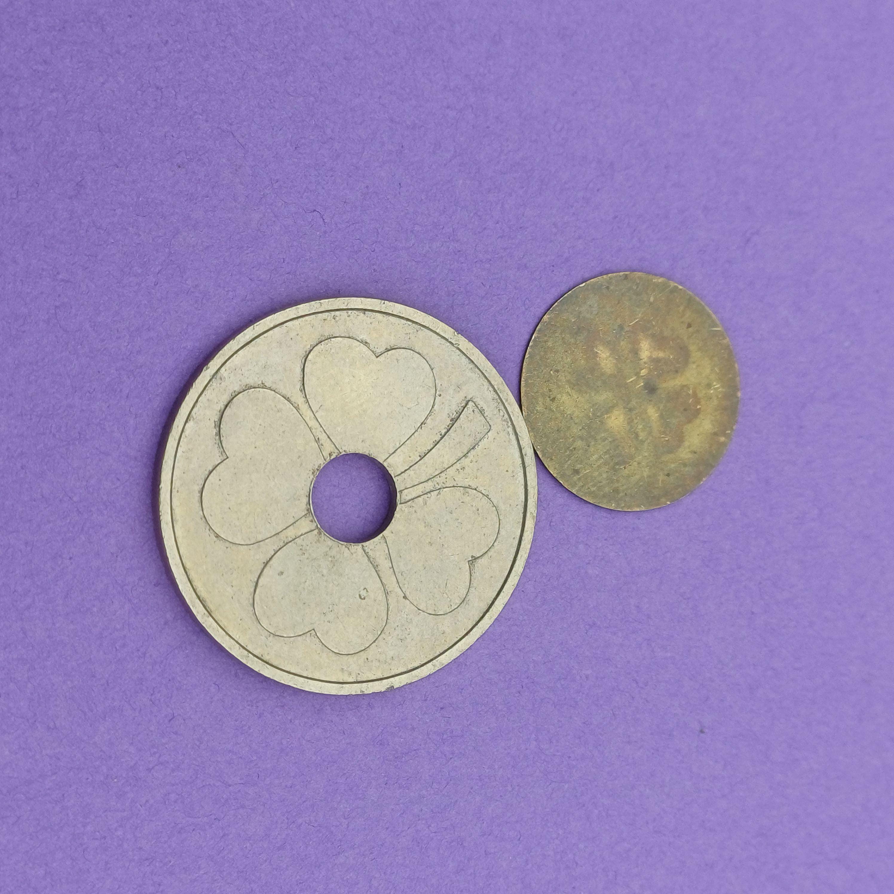 Vintage Tokens Clover Four, Double Clover Coins, Lucky Four Token