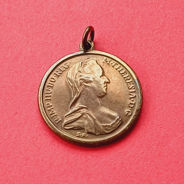 Vintage brass medal pendant of Maria Theresia Taler, 1780 or SF Thaler Maria Theresa Austria, historical coin medal pendant