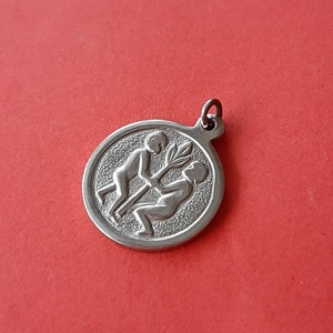 Vintage silver plated gemini charm, zodiac sign gemini, vintage gemini pendant, gemini constellation charm
