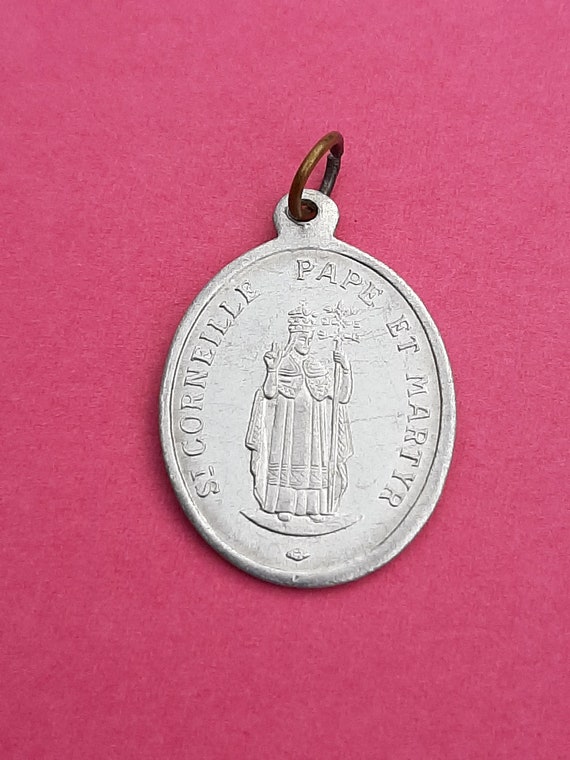 Religious Belgium aluminum patron medal pendant o… - image 3