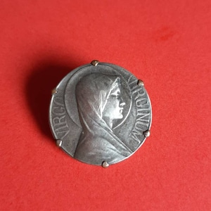 broche plaquée argent catholique vintage de Notre-Dame, broche classique Mère Marie
