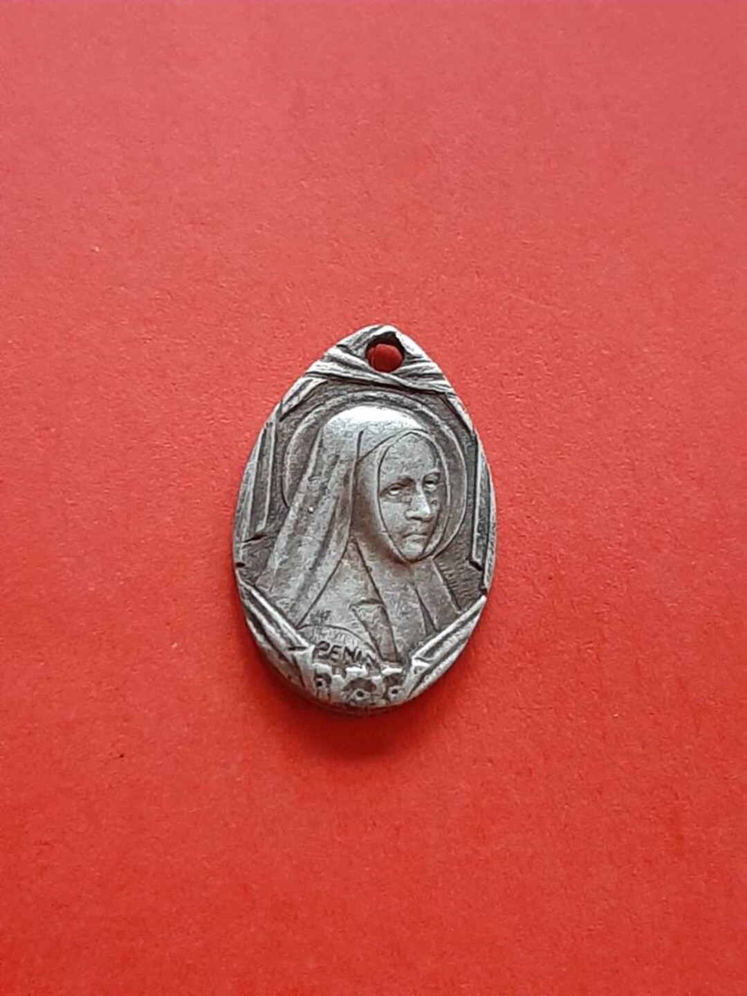 Vintage Religious Catholic French Floral Silver Plated Medal Pendant of ...
