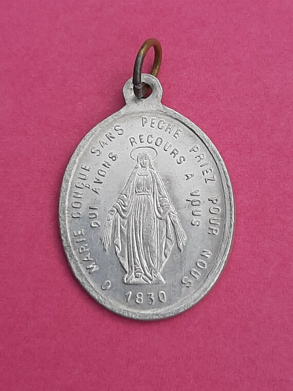 Religious Belgium aluminum patron medal pendant o… - image 5