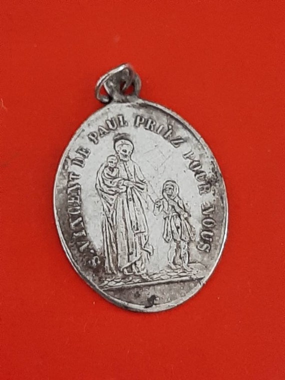 Vintage religious Catholic silver plated medal pe… - image 6