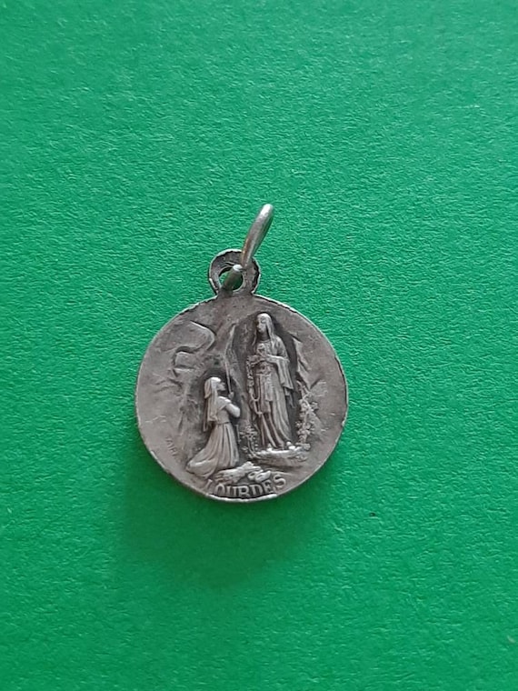 Vintage French tiny religious Catholic silver pla… - image 4
