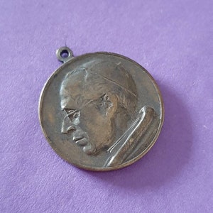 Antique religious Italian bronze  medal pendant of Pope Pius XII, 1922, old medal Pope, Vatican medal pendant, Roma