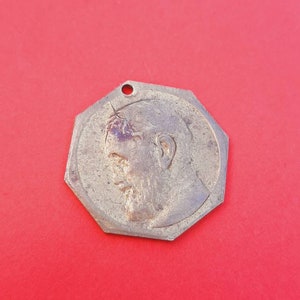 Vintage religious brass medal pendant of St Damien, Saint Damien, St Damian charm