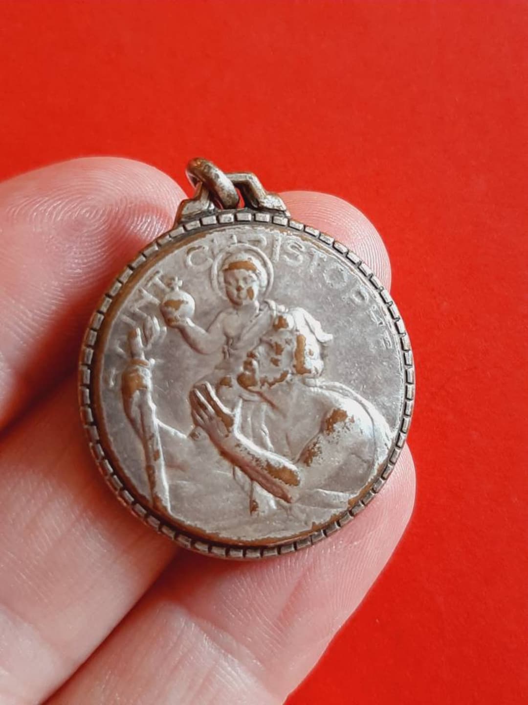 Vintage Religious Catholic French Large Silver Plated Medal Pendant of ...