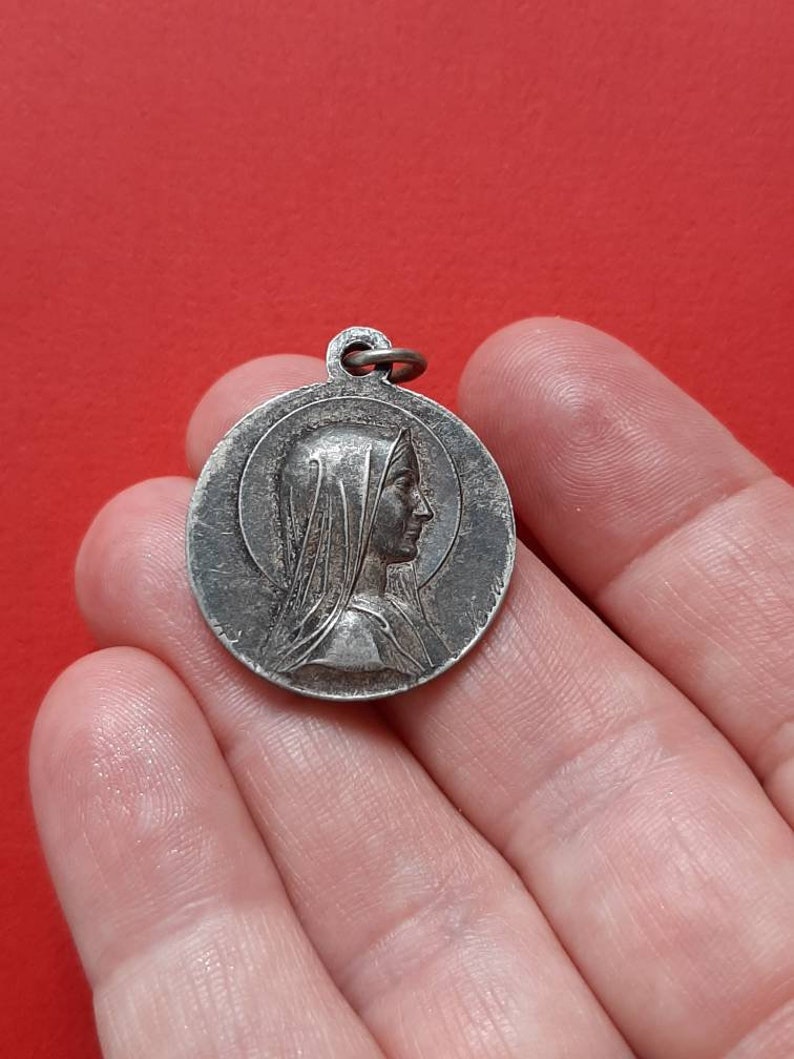place of pilgrimage Montaigu Vintage medal pendant of Our Lady Notre Dame Scherpenheuvel Mother Mary Devotion signed Penin and Karo