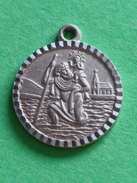 Vintage religious Catholic tiny silver medal pend… - image 4
