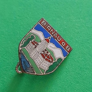Vintage German Bavarian enamel souvenir brooch from Birnau Am Bodensee Germany