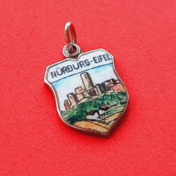 Vintage enamel real silver Nürnberg Germany travel charm, Nürnberg pendant souvenir