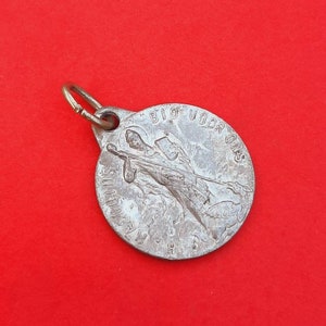 Religious vintage aluminum medal pendant of Saint Macut, Saint Machutes, St Macchutus, Macliavus, Maclout, Maclov