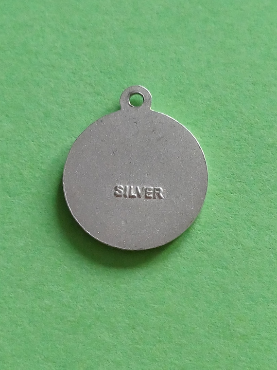 Vintage religious Catholic tiny silver medal pend… - image 9