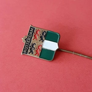 Vintage enamel lapel pin of Rotterdam Holland, lapel pin heraldry Rotterdam the Netherlands, crest Rotterdam