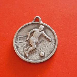 Vintage French soccer medal pendant, football soccer France, vintage French football medal, football competition, soccer souvenir