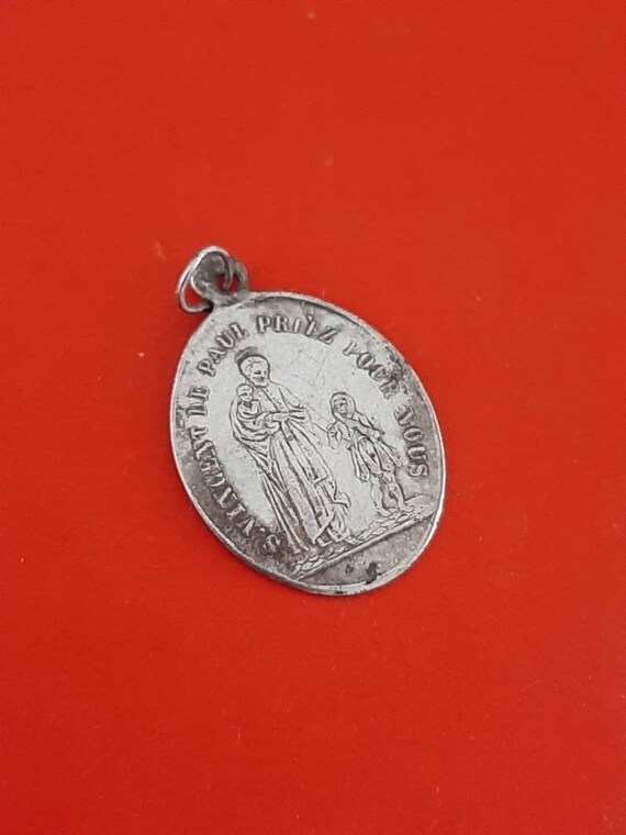 Vintage religious Catholic silver plated medal pe… - image 4