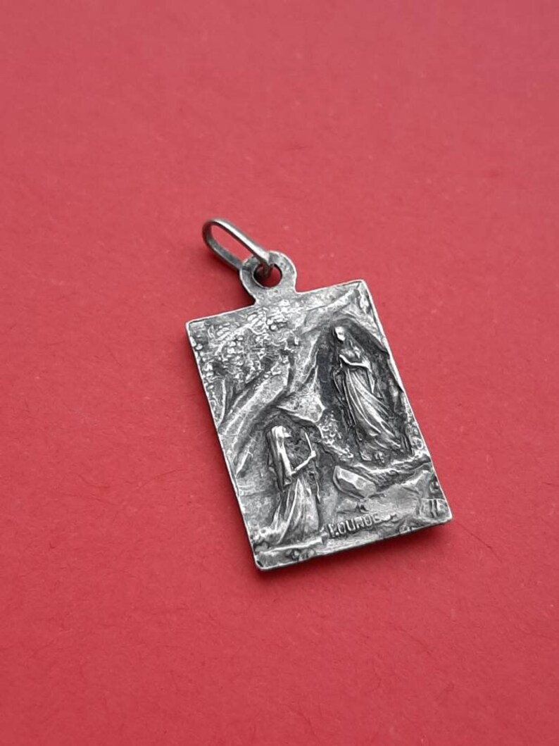 Vintage Religious Catholic French Medal Pendant of Our Lady of Lourdes ...