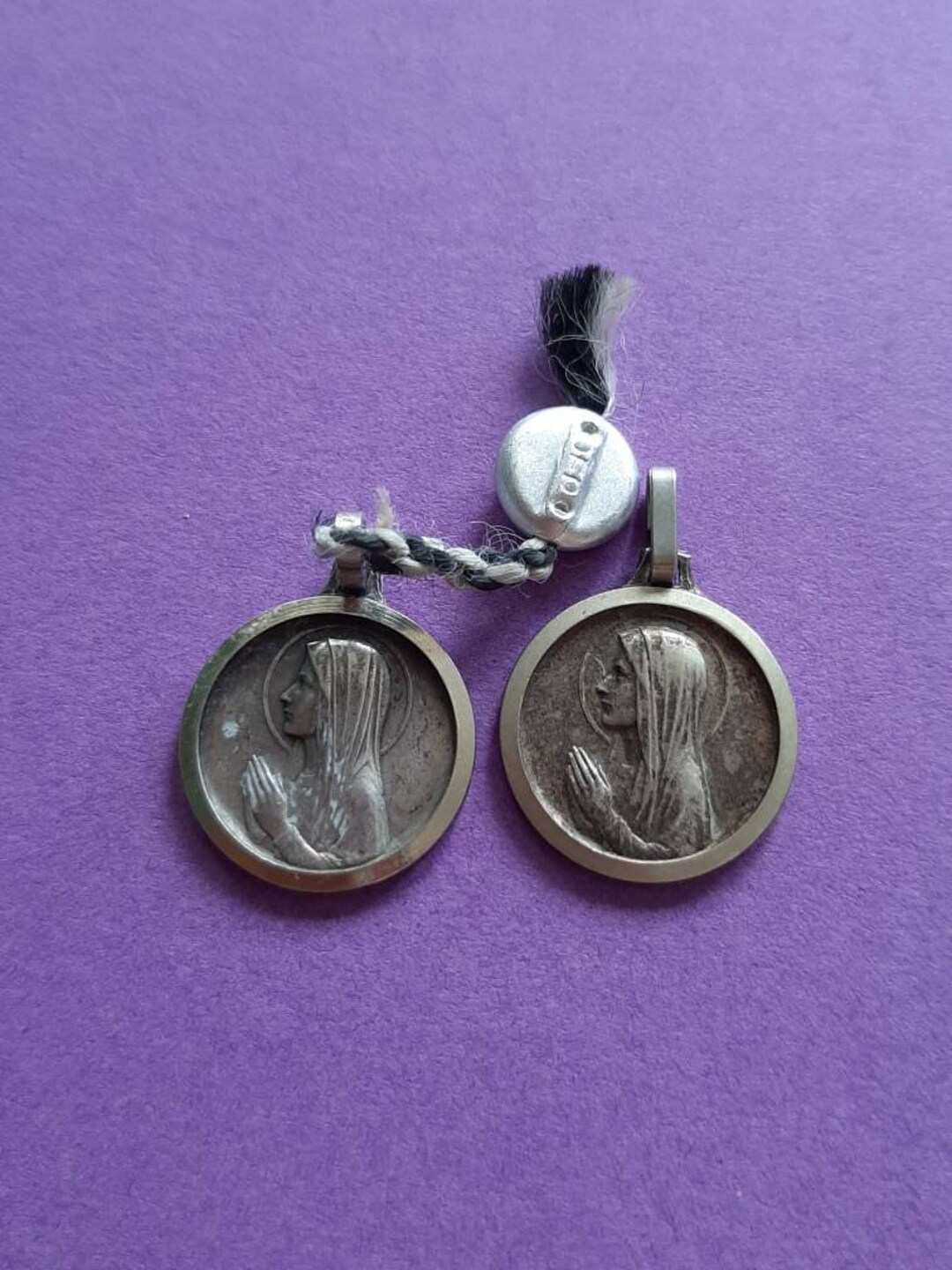 Vintage Religious Catholic French Silver Plated Medal Pendants of Our ...